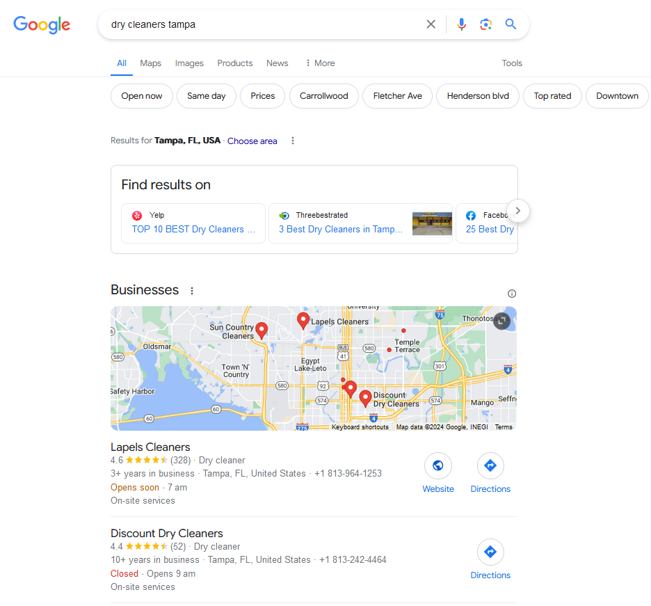 Google Local Search Results Also Known by Local Pack Results